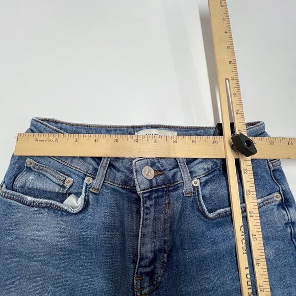 Zara Woman Jeans Womens 2 Blue Distressed Frayed Hem Premium Denim High Rise - Picture 6 of 8